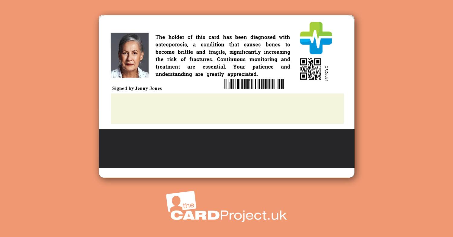Premium Osteoporosis Medical Photo ID Card (REAR)